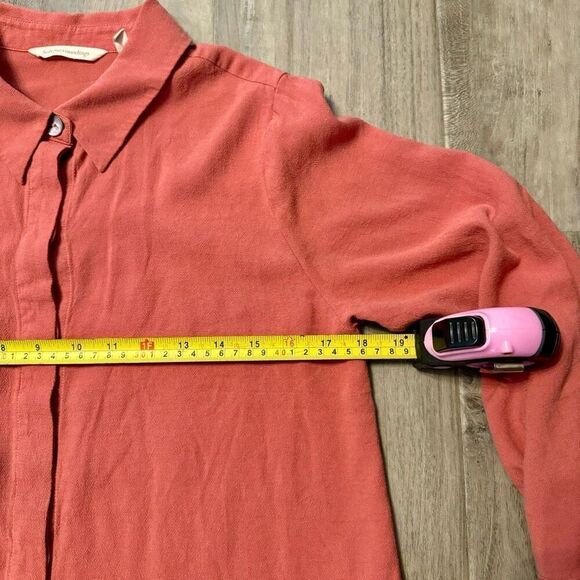 Soft Surroundings Tunic Top Orange Cotton Gauzy Button Up Shirt Over Sized Long - Picture 5 of 7